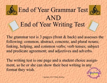 Preview of End of Year Grammar and Writing Test