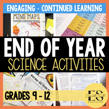 Preview of End of Year & Sub Plans Science Activities Mind Maps, Science CER, Peer Reviews