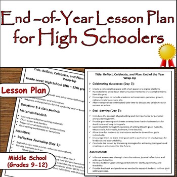 Preview of End-of-Year High Schoolers’ Lesson Plan: Reflect, Celebrate, and Plan
