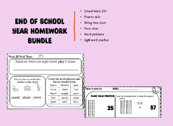 Preview of End of Year Homework Bundle