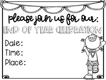 End of Year Invitation by Creative in Kinder | Teachers Pay Teachers