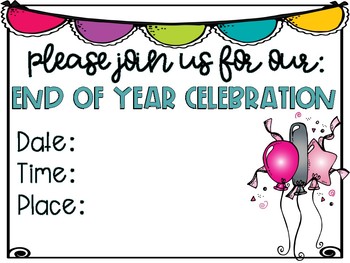 End of Year Invitation by Creative in Kinder | Teachers Pay Teachers