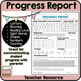 EOY Kindergarten Progress Report Card | Skills Assessment 