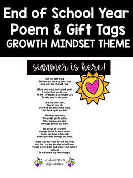 Preview of End of Year Poem - Last Day of School Poem to Students (Growth Mindset Theme)