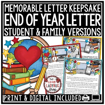 Preview of Editable Teacher End of Year Letter to Students Parents Last Day of School Note