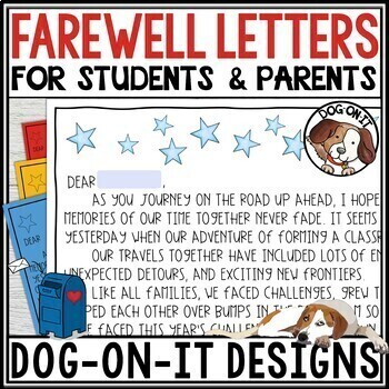 Preview of Editable End of Year Letter to Students and Parents From Teacher Farewell Stars