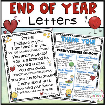 Preview of End of Year Letter to Students and Parents