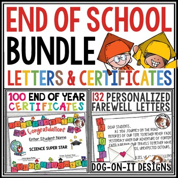 Preview of End of Year Letter to Students and Parents Editable Bundle