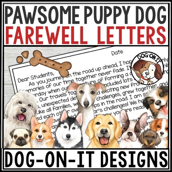 Preview of End of Year Letters From Teacher to Students Editable Puppy Dog