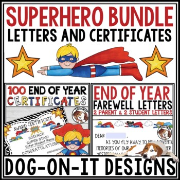 Preview of End of Year Letters from Teacher to Students Superhero Awards Bundle