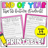 End of Year Letters to Future Students Printable (Grades 1-5!)