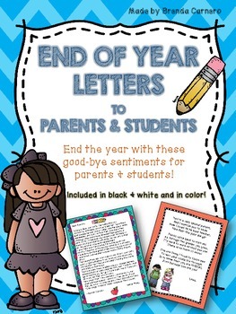 Preview of End of Year Letters to Parents and Students