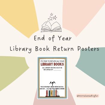 Preview of End of Year Library Book Return Posters & Incentive