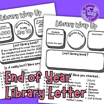Preview of End of Year Library Letter - Overdue Notice Letter - Books are Due - EOY