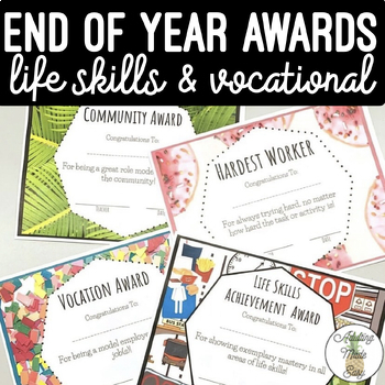 Preview of End of Year Life Skills & Vocational Awards (EDITABLE)