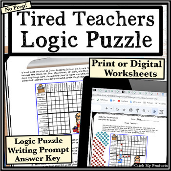 Preview of End of Year Logic Puzzle Activity in Print or Digital Worksheets for 4th Grade