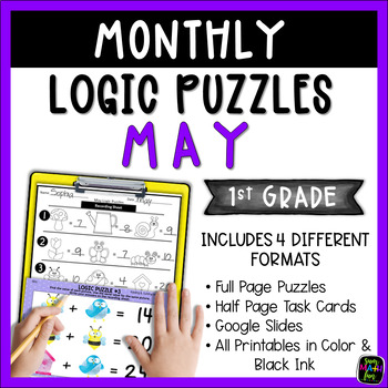Preview of Spring Logic Puzzles - May Activity Packet - Brain Teasers - May Morning Work