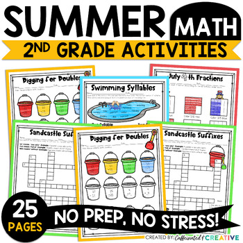 End of Year Math Activities & Worksheets No Prep Printables 2nd Grade