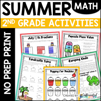 Preview of End of Year Math Activities & Worksheets Summer No Prep Printables 2nd Grade