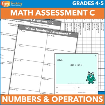 Preview of End of Year Math Assessment - Whole Number Test for 4th or 5th Grade