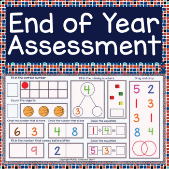 Preview of End of Year Math Assessment for Kindergarten | Digital Interactive Slides