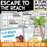 End of Year Math Escape Room Activity | Math Review Beach Day