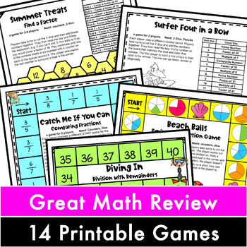 End of the Year Math Games for Fourth Grade: Summer Packet Activities
