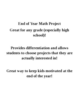 Preview of End of Year Math Interest Project