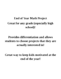 End of Year Math Interest Project