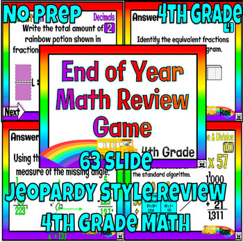 Preview of End of Year Math Jeopardy Review Game - 4th Grade Math