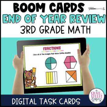 Preview of End of Year Math Review 3rd Grade Digital Boom Task Cards