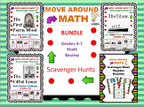 Math End of Year Review Scavenger Hunt Bundle Grades 4 5 6