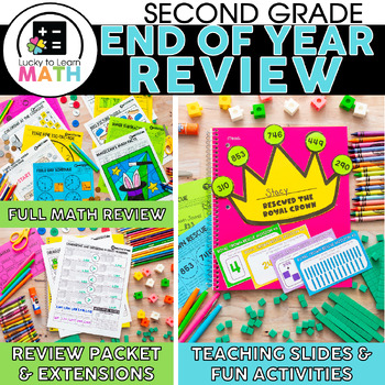 Preview of End of Year Math Review with Activities, Games, & Packets for Second Grade