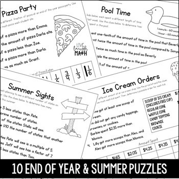 pdf for 1 grade free math worksheets Math Summer Puzzles End of Year Math & Live by Logic Laugh