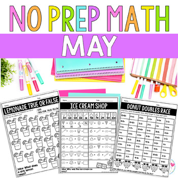 Preview of End of Year First Grade Math Worksheets Summer Review May Printables