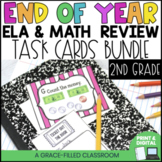2nd Grade End of Year Math and ELA Task Cards Bundle