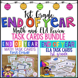 End of Year Math and ELA Task Cards Bundle (1st Grade)