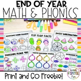 End of Year Math and Phonics Practice | Summer Fun Print a