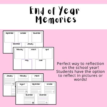 Preview of End of Year Memories Activity