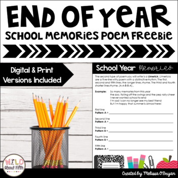 Preview of End of Year Memories Poem Freebie - Print & Digital