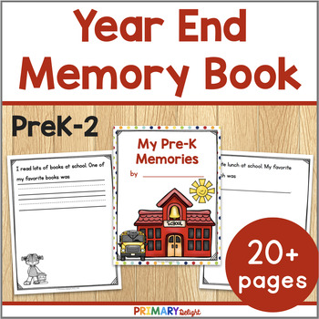 Preview of End of the Year Memory Book & Cover for Preschool, Kindergarten and First Grade