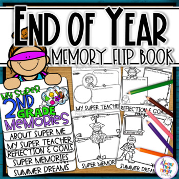 Preview of End of Year Memory Book 2nd Grade - Super Learners writing and craft flip book