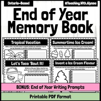 End of the Year Memory Book and Summer Time Writing Activities