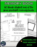 Preview of End of Year Memory Book - First Grade, Printable School Memories Book