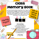 Preview of End of Year Memory Book Project | Monthly Homework | June PBL | Class Yearbook