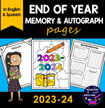 Preview of End of Year Memory Book and Autograph Pages for 2023-24 in English and Spanish