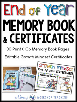 Preview of End of Year Memory Book and Editable Certificates BUNDLE