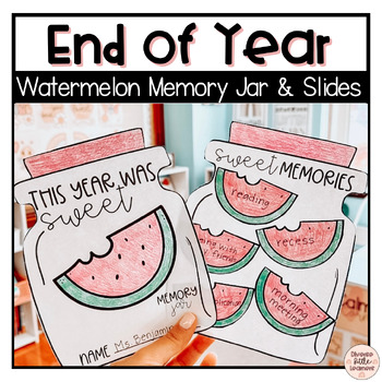 Preview of End of Year Memory Jar Craft | Watermelon Google Slides | Bulletin Board