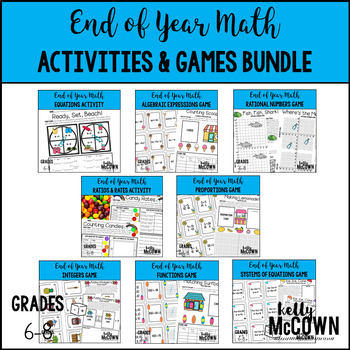 Preview of End of Year Middle School Math Activities & Games BUNDLE
