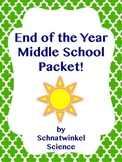 End of Year Middle School Packet